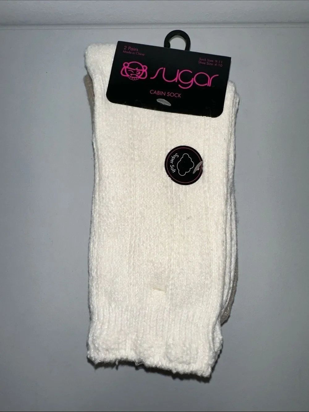 sugar Ladies Ivory Tan Knit Super Soft Cabin Socks 2 pairs